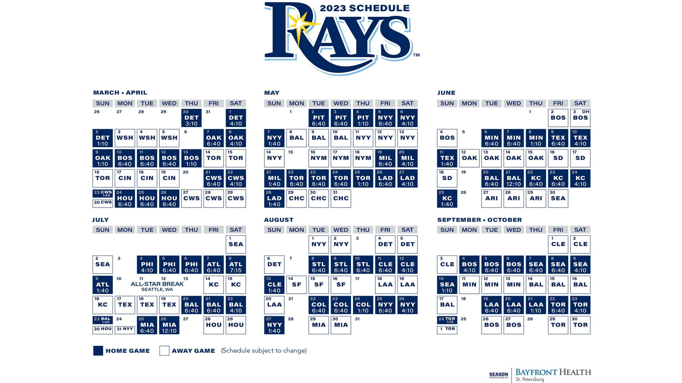 Rays Printable Schedule Tampa Bay Rays