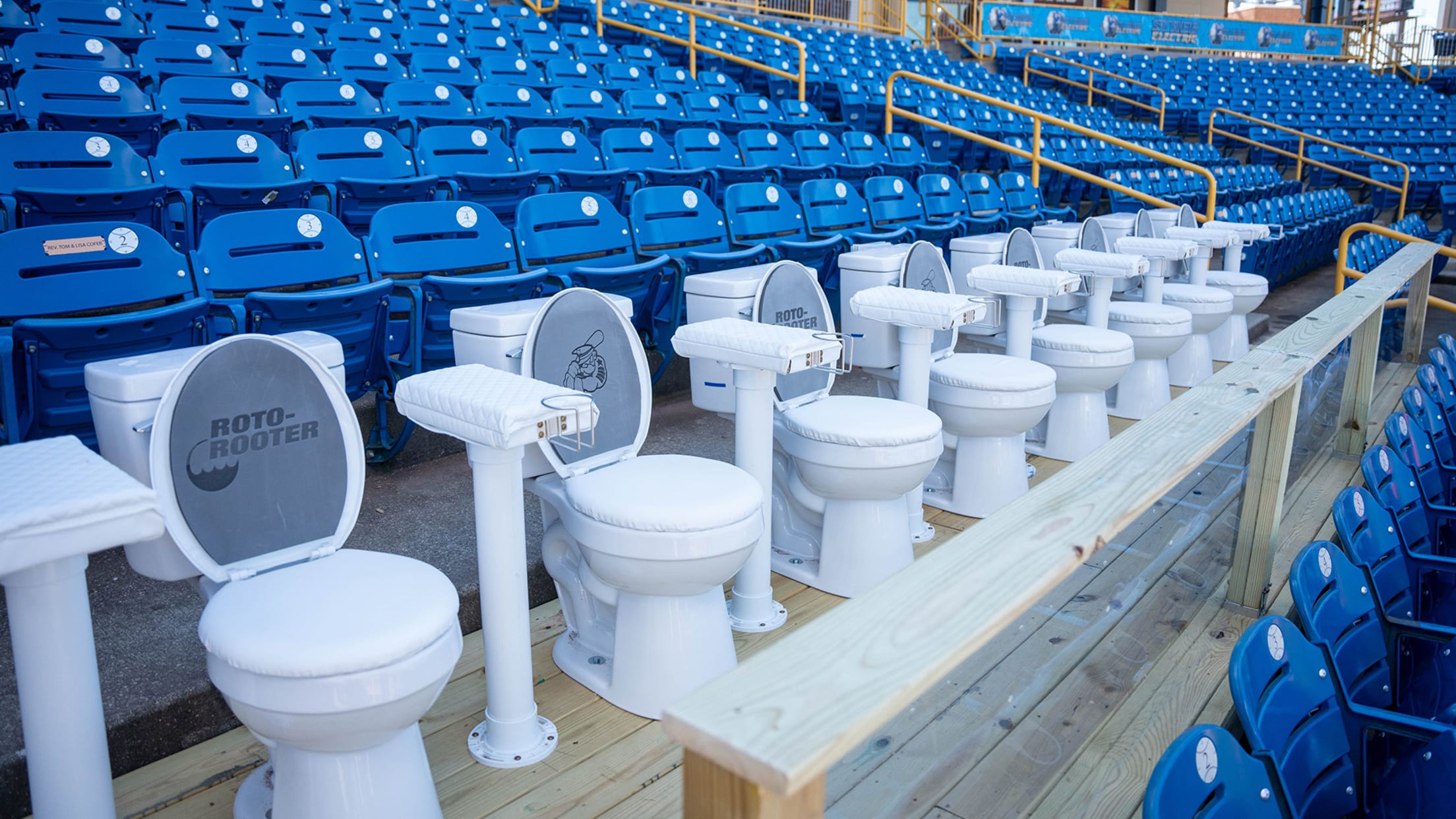 Fans at one Minor League ballpark can now sit on toilets in the stands to watch the game