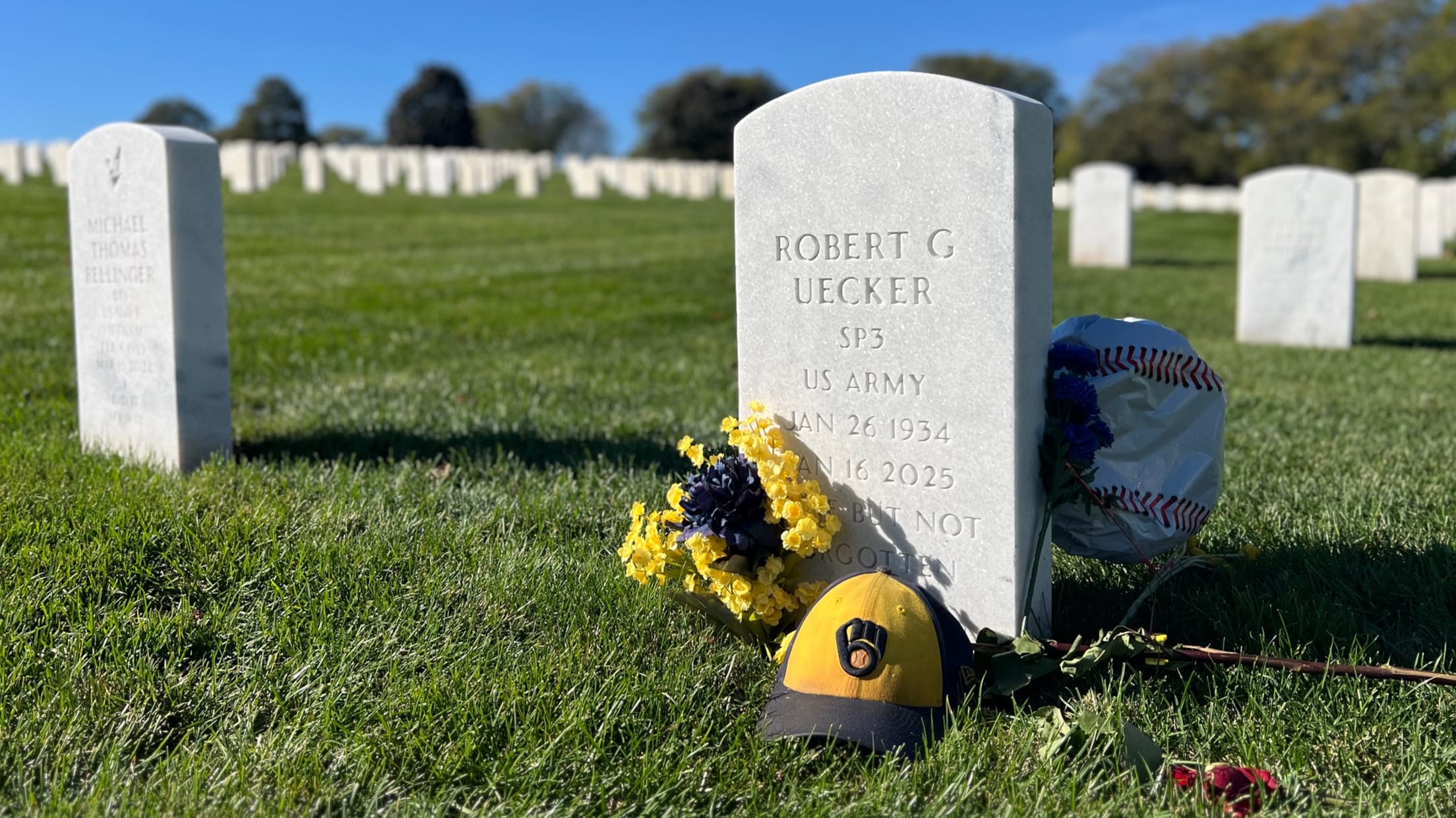 Bob Uecker's headstone in Milwaukee's Wood National Cemetery