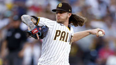 San Diego Padres' Josh Hader reacts after throwing a pitch to a Cleveland  Guardians' batter in the ninth inning of a baseball game Tuesday, June 13,  2023, in San Diego. (AP Photo/Derrick