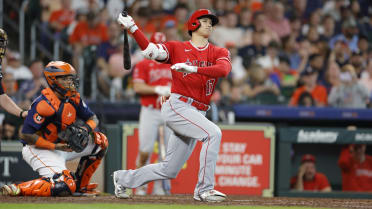 Shohei Ohtani of the Los Angeles Angels during the Major League Baseball  game against the Houston Astros at Minute Maid Park in Houston, United  States, August 24, 2019. MLB Players' Weekend game.