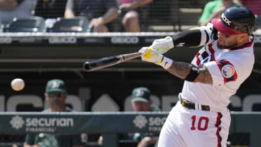 Chicago White Sox's Yoan Moncada heads to first base after being walked  during the fourth inning of a baseball game against the Cleveland  Guardians, Saturday, July 29, 2023, in Chicago. (AP Photo/Erin
