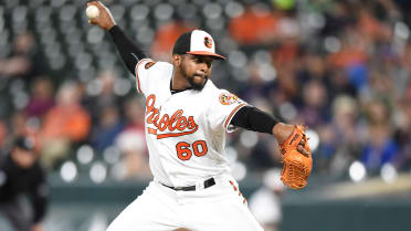 Pitcher Mychal Givens throws during the first day of workouts for pitchers  and catchers for the 2023 major league season at the Baltimore Orioles'  spring training facility. – The Denver Post