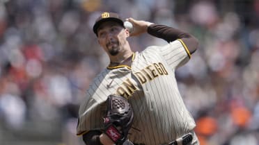 ST. LOUIS, MO - AUGUST 28: San Diego Padres starting pitcher Blake Snell  (4) stays limber as he watches the game from the dugout during a MLB game  between the San Diego