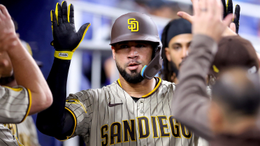 San Diego Padres catcher Gary Sanchez gets a hug from Blake Snell, who  pitches six innings against the Arizona Diamondbacks in a baseball game  Friday, Aug. 11, 2023, in Phoenix. (AP Photo/Darryl