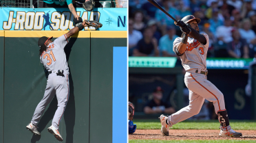 Cedric Mullins just casually robbed a home run during his Double-A