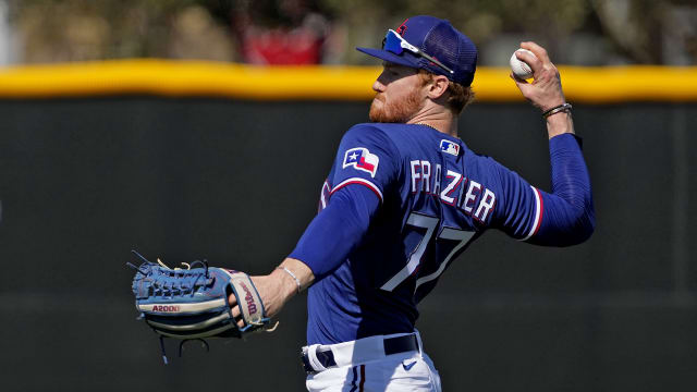 Clint Frazier reunites with Tim Hyers at Rangers camp