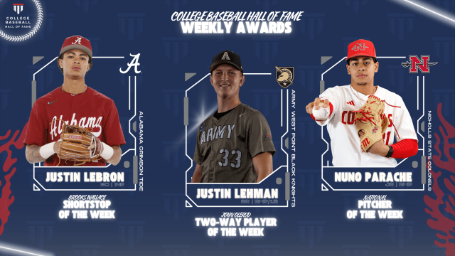 Justin Lebron, Justin Lehman and Nun Parache earn national recognition from College Baseball Foundation