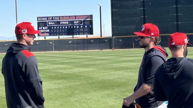 Corey Kluber visits Guardians' Spring Training