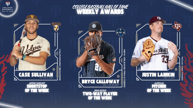 Case Sullivan, Bryce Calloway and Justin Lamkin earn national recognition from College Baseball Foundation