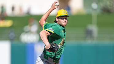 A's prospect Arnold dons uniform for 1st time in scoreless spring outing