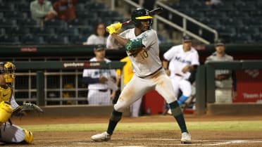 A's Clarke showing out on both sides of the ball in the Fall League