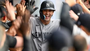 Jones' first career homer is Judgian: 443 feet at 112.2 mph!
