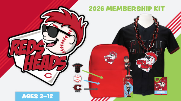 Learn more about what you get with a 2026 Reds Heads Membership for kids ages 3-12, including a special red backpack with Reds Heads patch.