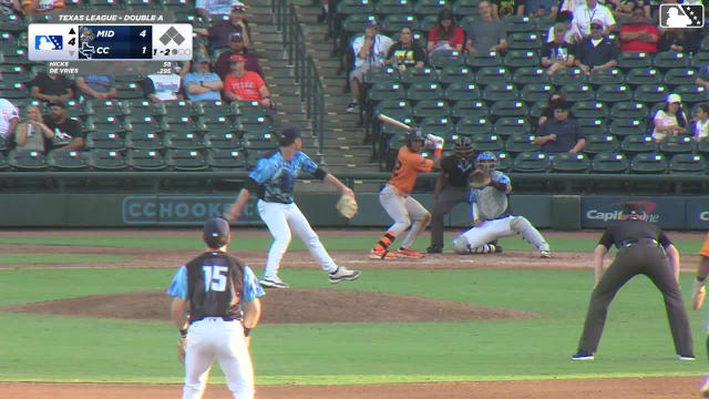 Leo De Vries singles on a fly ball to left fielder Joseph Sullivan. Euribiel Angeles scores. Carlos Pacheco to 3rd. Cole Conn to 2nd.