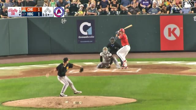 Ethan Petry homers (14) on a fly ball to left field.