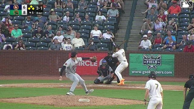 Sammy Stafura doubles (5) on a sharp line drive to left fielder Marshall Toole. Jhonny Severino scores. Josh Tate scores. Carlos Caro to 3rd.