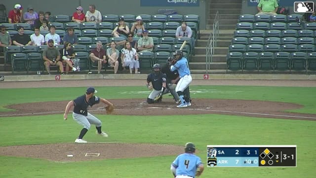 Michael Arroyo triples (1) on a sharp fly ball to left fielder Kai Murphy. J.T. Arruda scores.