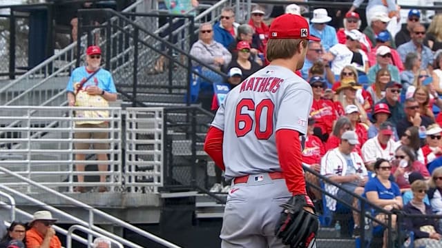 Quinn Mathews fans three in Spring Training debut