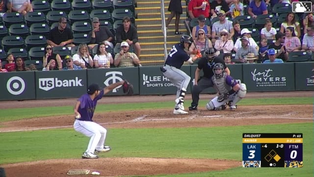 Bryce Rainer doubles (3) on a fly ball to center fielder Yasser Mercedes. Anibal Salas scores.