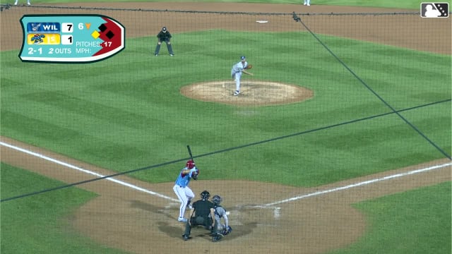 Devin Saltiban singles on a ground ball to center fielder Luke Dickerson. Juan Villavicencio scores.