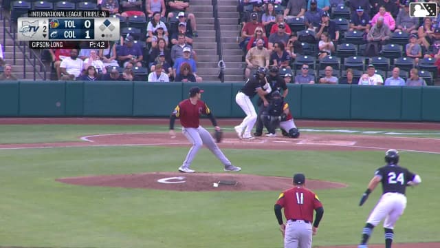 George Valera doubles (9) on a sharp line drive to center fielder Brett Callahan. Juan Brito scores.