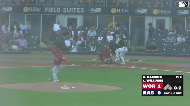 Jett Williams triples (1) on a line drive to left fielder Kristian Campbell.