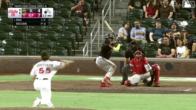 Nelson Rada doubles (15) on a line drive to left fielder Carlos Rodríguez. Cade Marlowe scores.