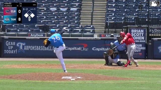 Matthew Ferrara singles on a sharp line drive to center fielder Luis Durango. Griffin Burkholder scores. Jonathan Hogart to 2nd.