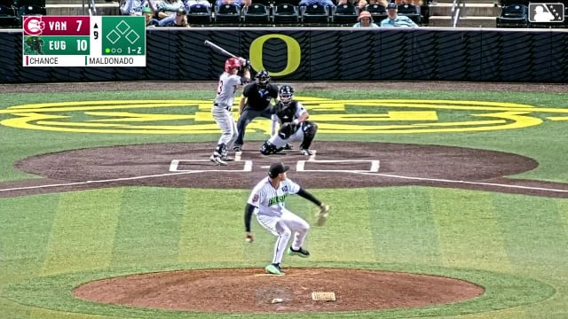Gable Mitchell strikes out on a foul tip.