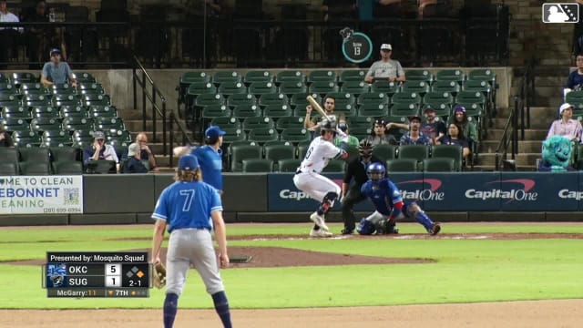 Zach Cole homers (3) on a fly ball to center field. Jake Meyers scores.