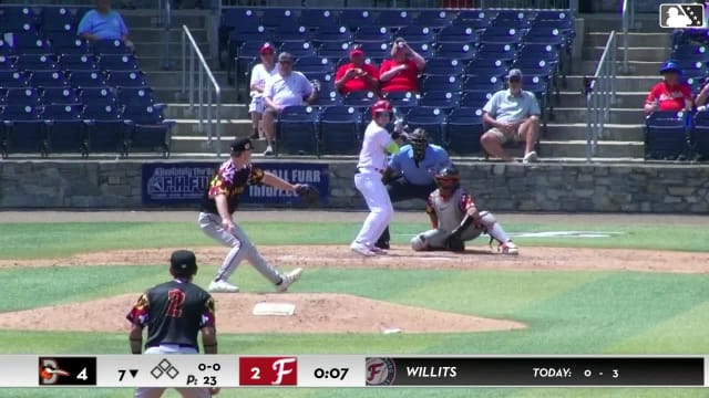 Eli Willits homers (1) on a line drive to right center field.