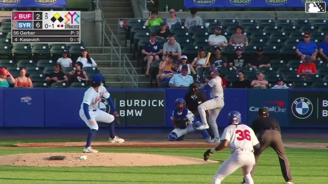 Josh Kasevich singles on a ground ball to center fielder Cristian Pache. Je'Von Ward scores.