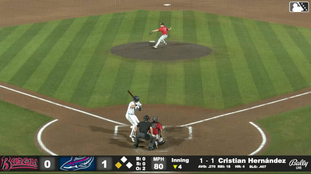 Cristian Hernández doubles (15) on a ground ball to left fielder T.J. McCants. Brendan Jones scores.