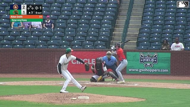 Aidan Smith homers (5) on a fly ball to left field.