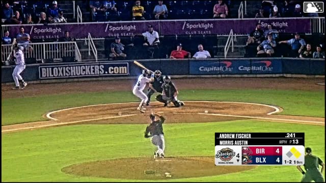 Andrew Fischer singles on a line drive to center fielder Caleb Bonemer. Braylon Payne scores. Josh Adamczewski to 3rd.