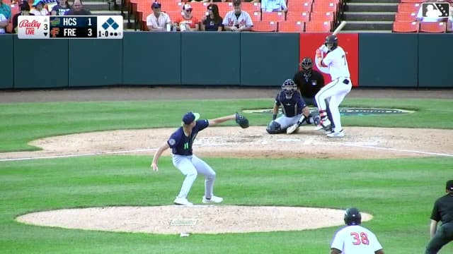 Vance Honeycutt doubles (7) on a ground ball to left fielder Yeison Morrobel. Victor Figueroa scores. Leandro Arias scores.