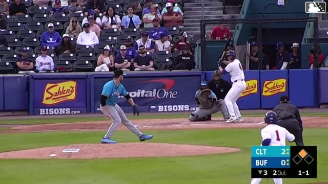 Josh Kasevich singles on a line drive to center fielder Dustin Harris. Carlos Mendoza scores.