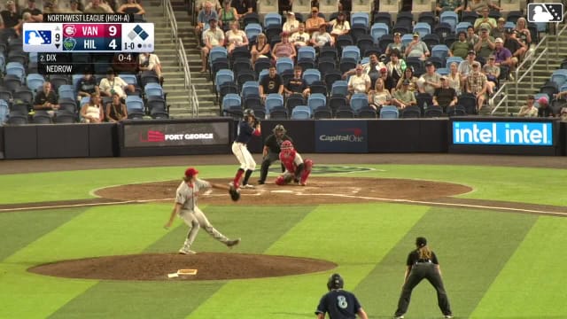 JD Dix triples (1) on a sharp line drive to center fielder Jake Casey. Brady Counsell scores. Slade Caldwell scores.