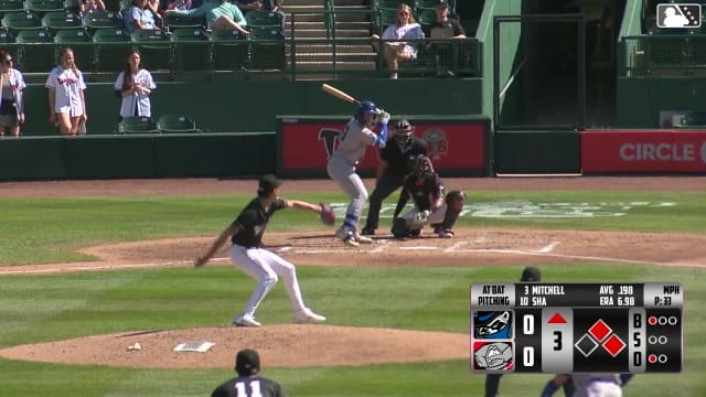 Blake Mitchell singles on a sharp line drive to right fielder Devin Taylor. Nolan Sailors scores. Asbel Gonzalez to 2nd.