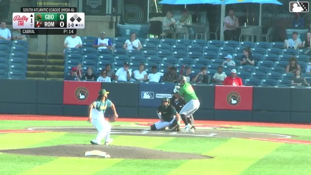 Axiel Plaz singles on a ground ball to center fielder Luis Guanipa. Yordany De Los Santos scores. Jared Jones to 2nd.