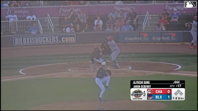 Alfredo Duno homers (1) on a fly ball to left field.
