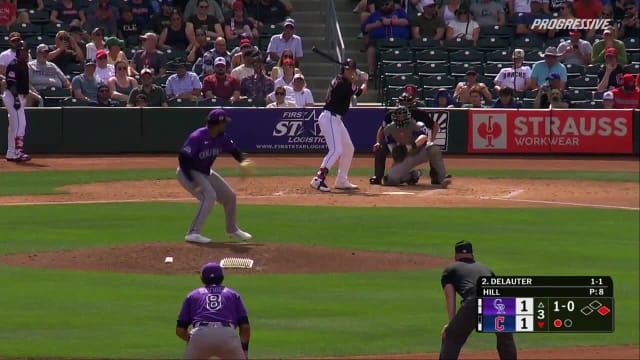 Chase DeLauter's first homer of Spring Training