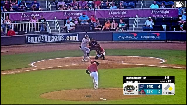 Brandon Compton doubles (9) on a sharp line drive to right fielder Damon Keith. Juan Matheus scores.