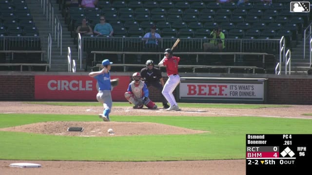 Caleb Bonemer homers (17) on a fly ball to center field.