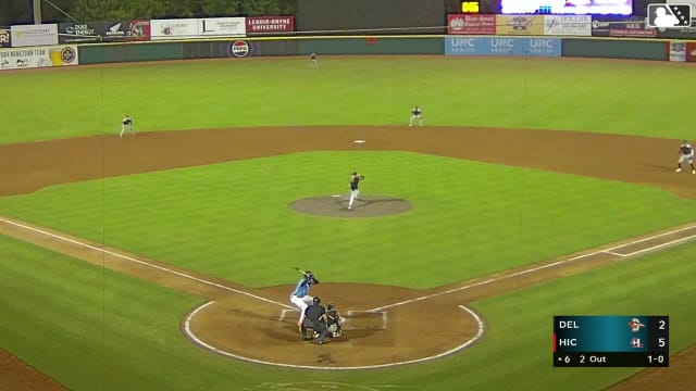Paulino Santana homers (14) on a line drive to left field.