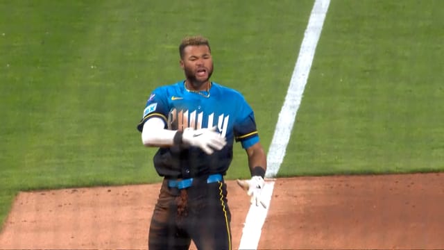 Justin Crawford's first career triple 