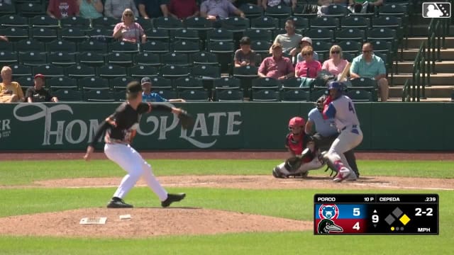 Angel Cepeda singles on a ground ball to first baseman Eduardo Guerrero. Jose Escobar scores. Angel Cepeda to 2nd. Throwing error by third baseman Mairo Martinus.