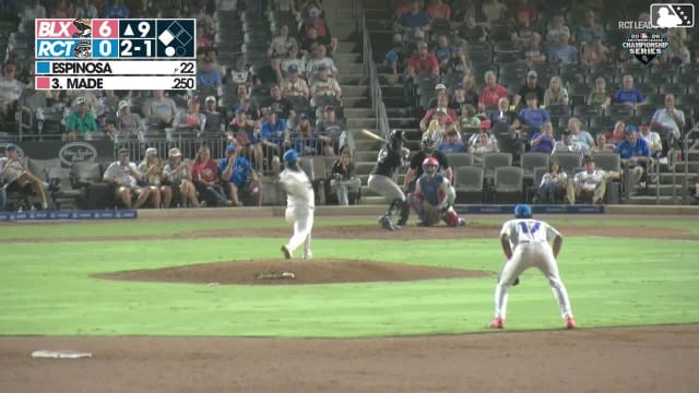 Jesús Made singles on a ground ball to center fielder Anthony Scull. Dylan O'Rae scores.