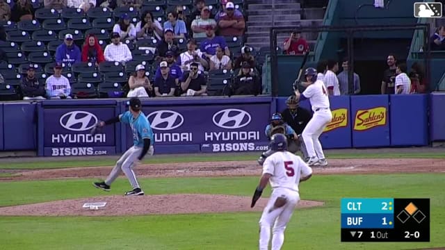 Josh Kasevich singles on a line drive to right fielder Nolan Jones. Jonatan Clase scores.